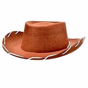 Sombrero de vaquero marrón para niño con costuras blancas en el borde