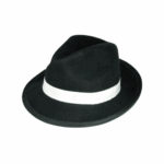 Sombrero de Gangster clásico para adulto, color negro con banda blanca