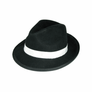 Sombrero de Gangster clásico para adulto, color negro con banda blanca