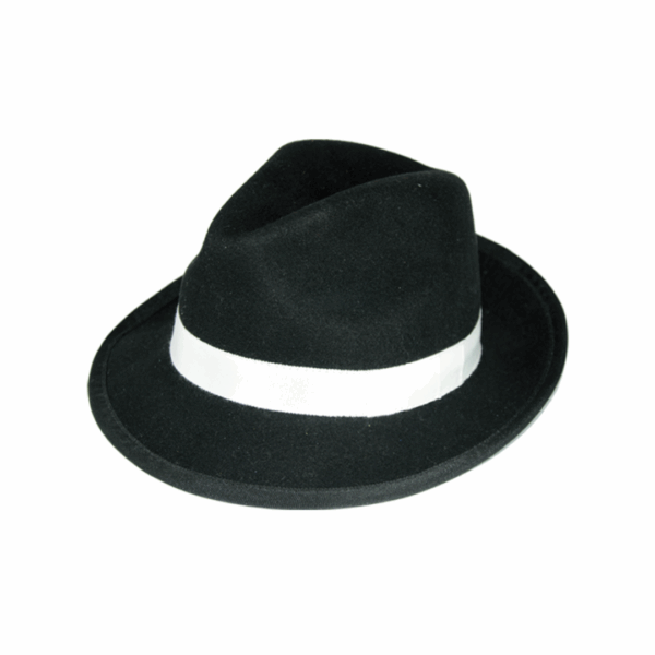 Sombrero de Gangster clásico para adulto, color negro con banda blanca