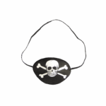 Parche de pirata negro con diseño de calavera blanca y huesos cruzados, con banda elástica, para disfraz infantil.