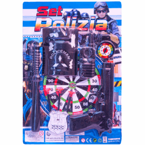 Set de juguete de policía táctico con porra, radio, pistola, distintivo y diana con dardos, para niños.