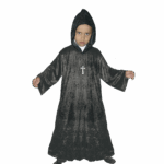 Túnica de lujo negra con capucha para niño, ideal como accesorio de disfraz de Halloween, monje o mago