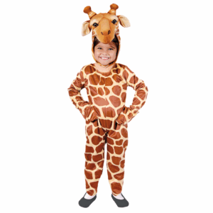 Disfraz de Jirafa para bebé o niño pequeño, con enterizo de estampado de jirafa, manoplas y gorro con la cara de jirafa.