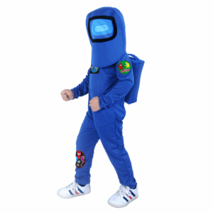 Disfraz de Impostor Azul de Among Us para niño, con enterizo, gorro con visera y morral.