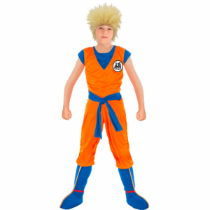 Disfraz de Goku de Dragon Ball Z para niño con enterizo naranja y cinturón azul