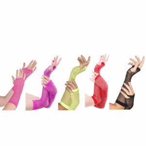 Guantes de red cortos GM Dama en varios colores: rosa, morado, verde, rojo y negro, de 24 cm de longitud.