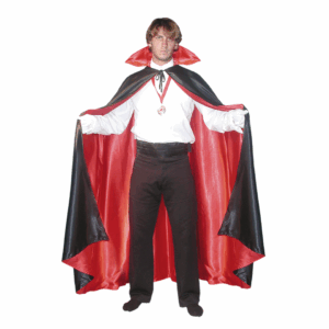 Capa de vampiro reversible negra por fuera y roja por dentro, con cuello alto para disfraz de adult