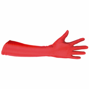 Par de guantes largos de satén de color rojo para disfraz de adulto