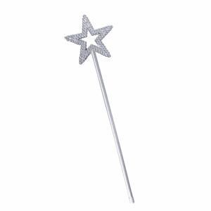 Cetro plateado con una estrella cubierta de diamantina brillante