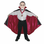 Capa doble faz negra y roja para niño, ideal como accesorio de disfraz de Halloween, vampiro o drácula