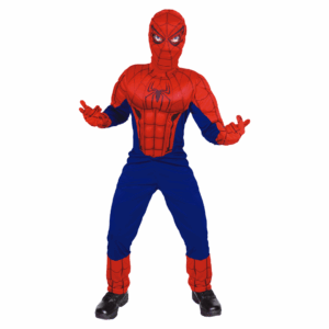 Disfraz de Spyrman Niño Infinity / Spider-Man para niño, con enterizo rojo y azul con telaraña, y gorro.