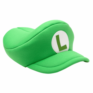 Gorro verde acolchado con el logo blanco de la "L" de Luigi.