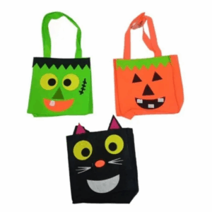 Bolsas de Halloween Cuadradas: Con diseños de calabaza, monstruo y gato negro. ¡El accesorio perfecto para el truco o trato!