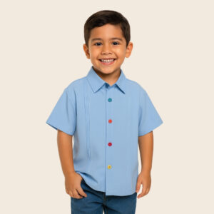Guayabera Linen Look Azul