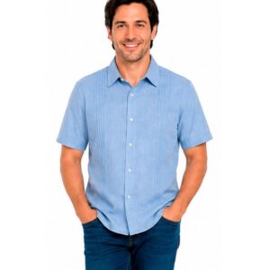 Guayabera M/C Caballero Rayas Azules