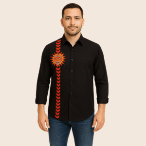 Camisa Negra Manga larga Caballero Folclore