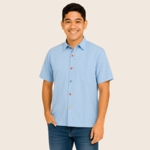 Guayabera Manga corta Caballero Azul Celeste