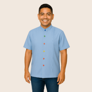 Camisa Guayabera Azul Manga Corta
