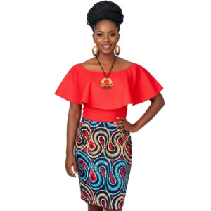 Conjunto de Blusa Off-the-Shoulder y Falda Tubo
