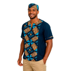 Camisa de Caballero Manga Corta en Azul